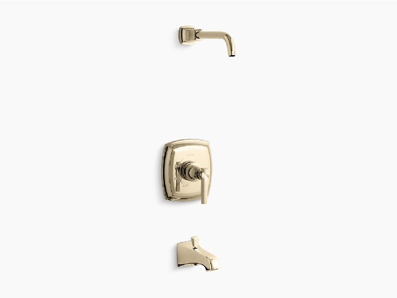 Kohler Margaux Rite-Temp Bath and Shower Valve Trim with Lever Handle in Vibrant French Gold — TLS16225-4-AF